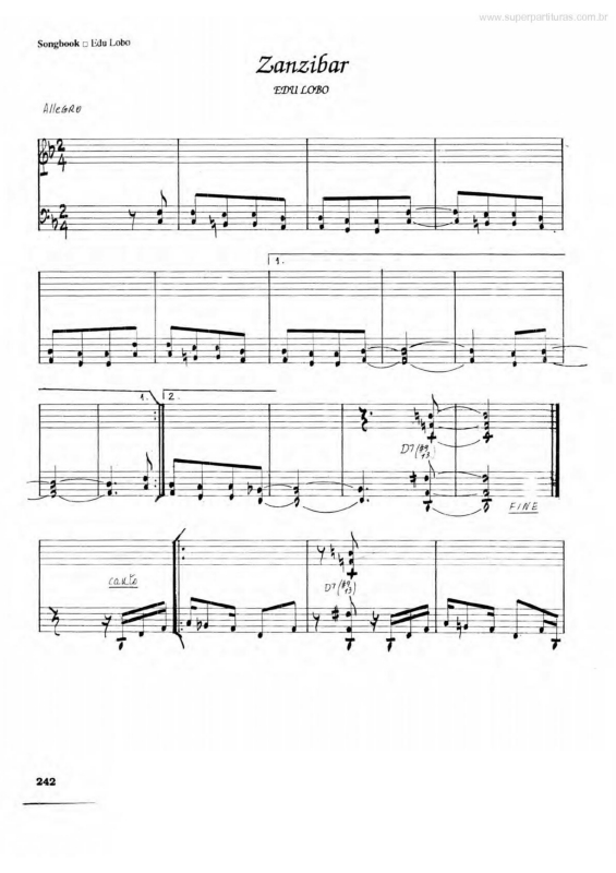 Super Partituras Zanzibar (Edu Lobo), com cifra
