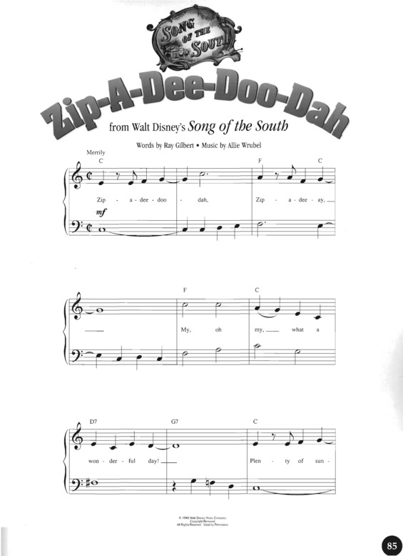 Super Partituras - Zip A Dee Doo Dah v.2 (Walt Disney), com cifra